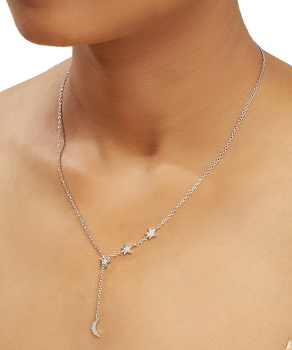 Silver Celestial Lariat Necklace