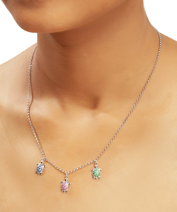 Silver Multi-Color Turtle Necklace