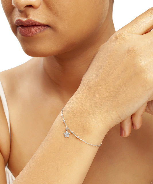 Silver Sparkling Star Charm Bracelet