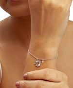 Silver Starburst Heart Dangle Bracelet