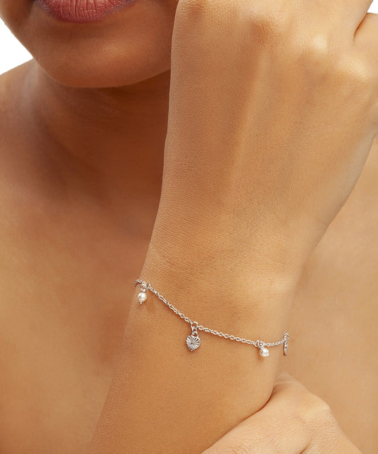 Silver Dainty Textured Bracelet