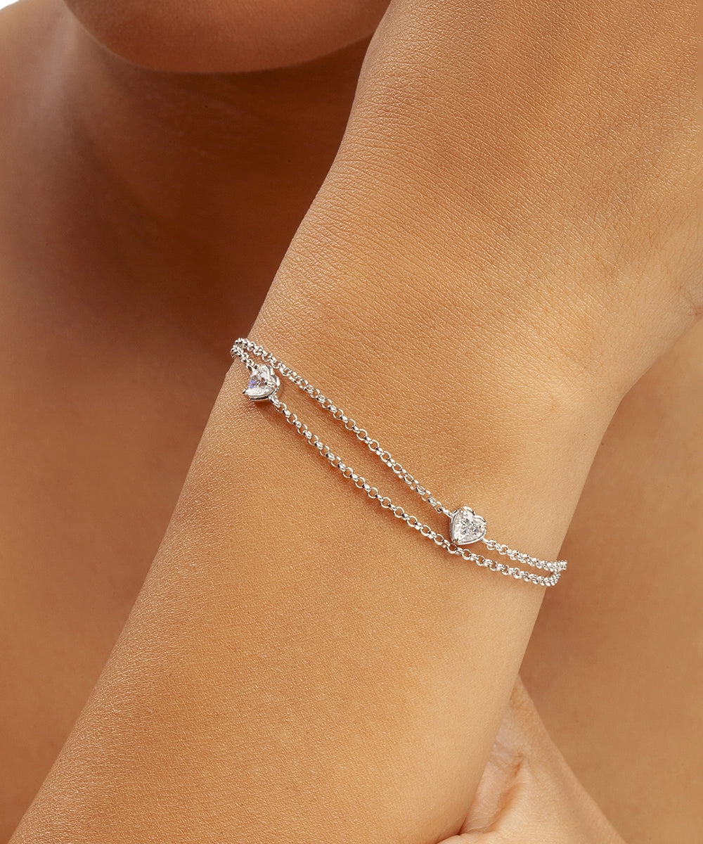Silver Little Loves  Layered Chain Bracelet