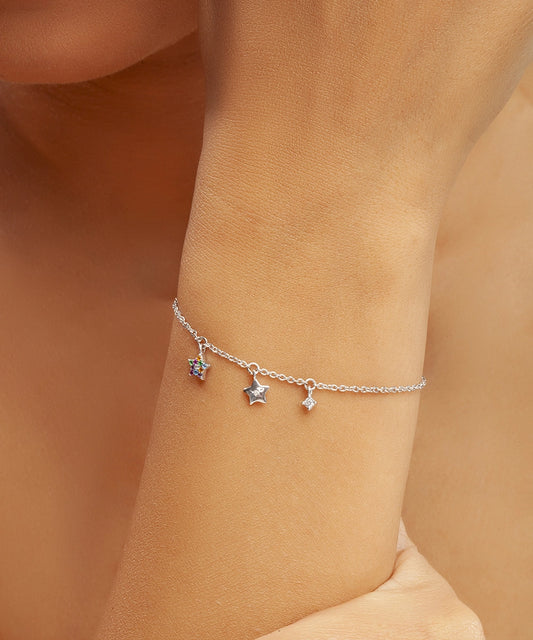 Silver Dainty Star Charm Bracelet