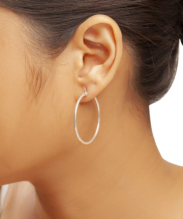 Silver Minimalist Large Hoops