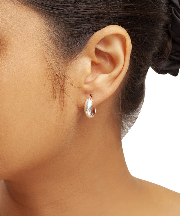 Silver Puffed Mini Hoops