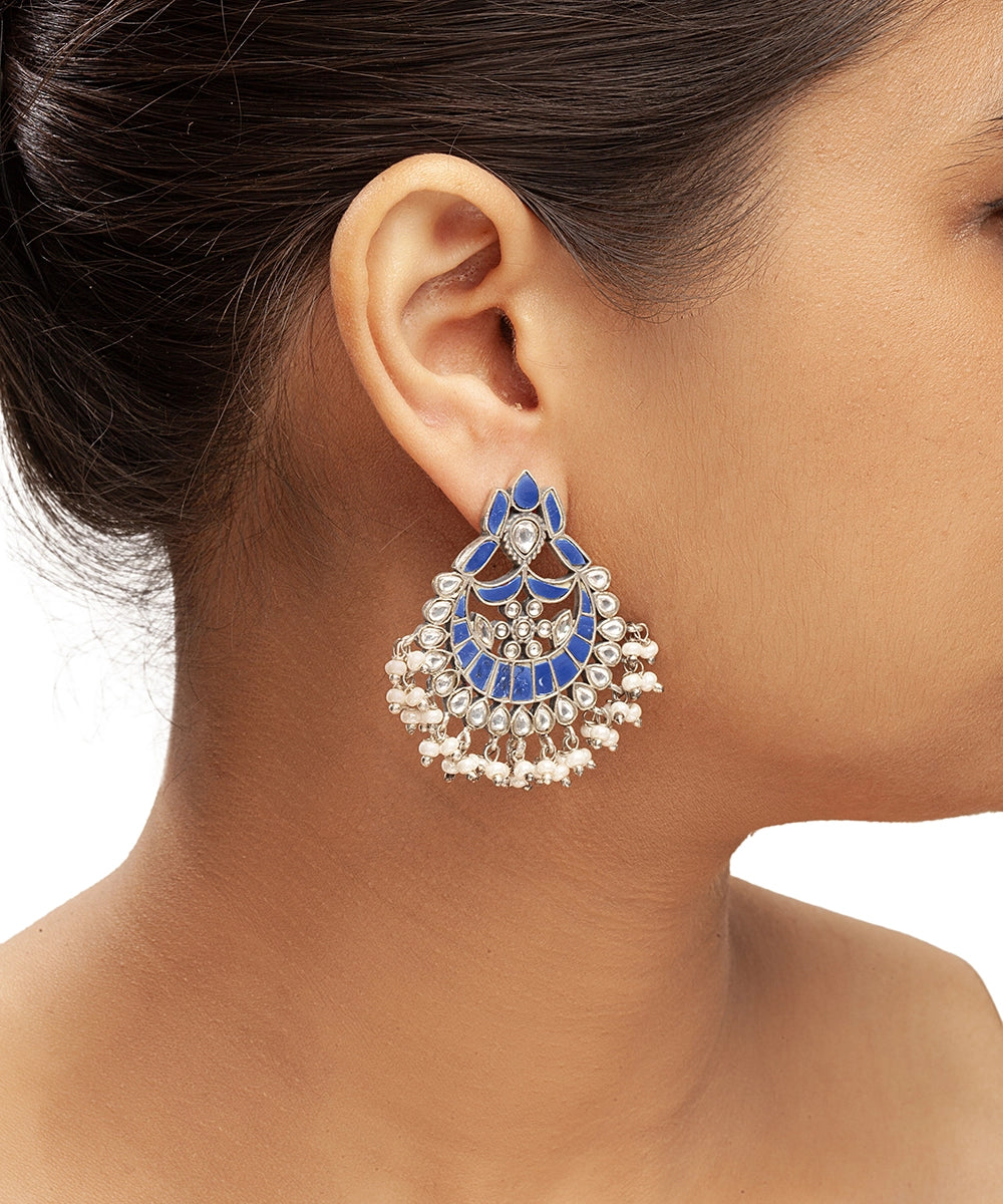 Silver Traditional Kundan Chandbalis