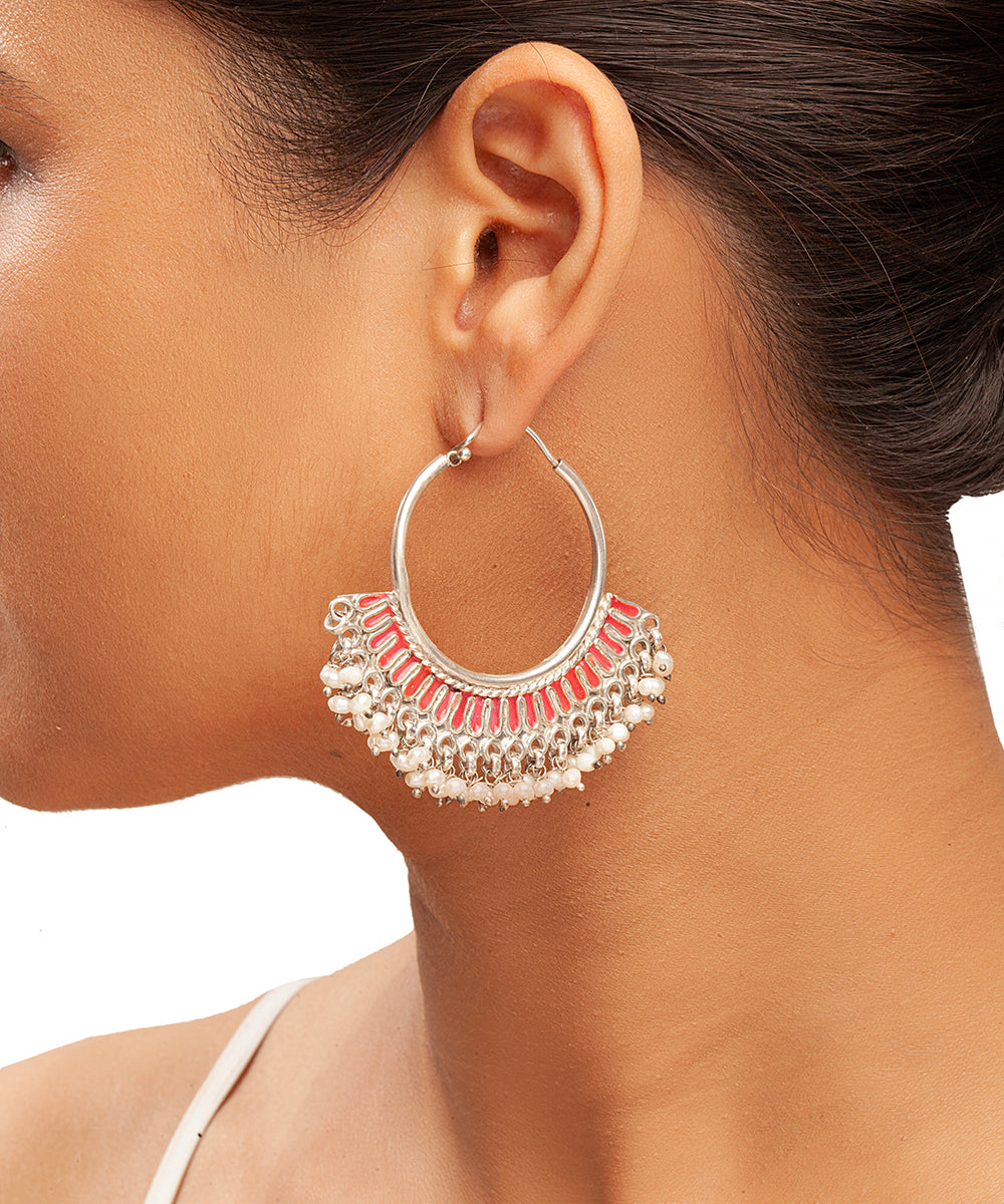 Silver Bohemian Statement Hoop Earrings