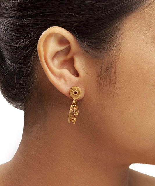 Silver Traditional Gold Finish Minimalist Dangler Earrings