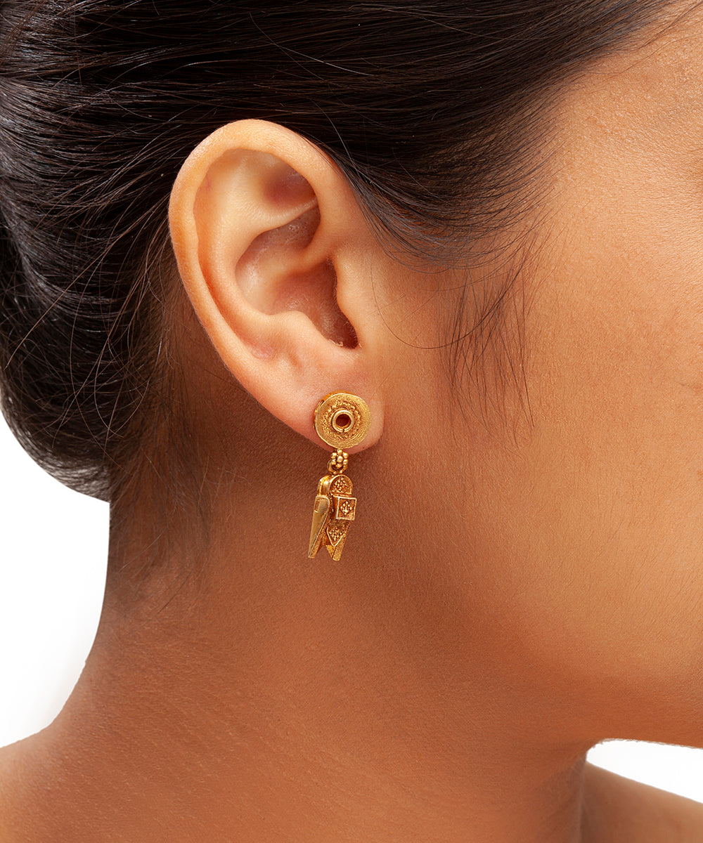 Silver Traditional Gold Finish Minimalist Dangler Earrings