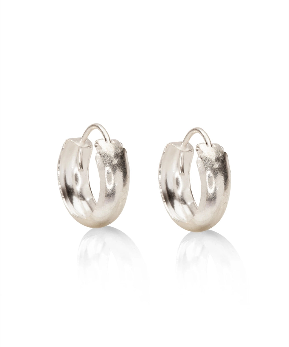 Silver Puffed Mini Hoops