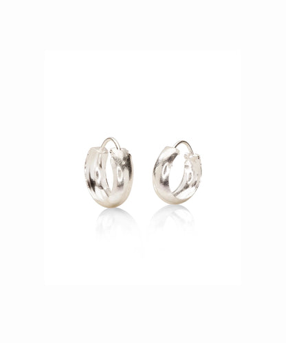Silver Puffed Mini Hoops