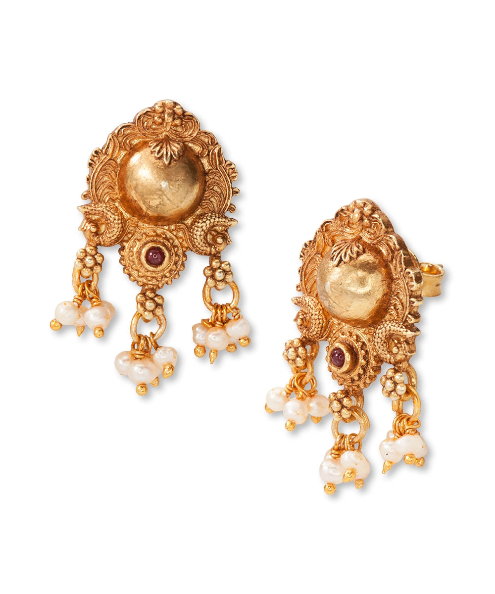 Silver Heritage Intricate Temple Jewelry  Earrings