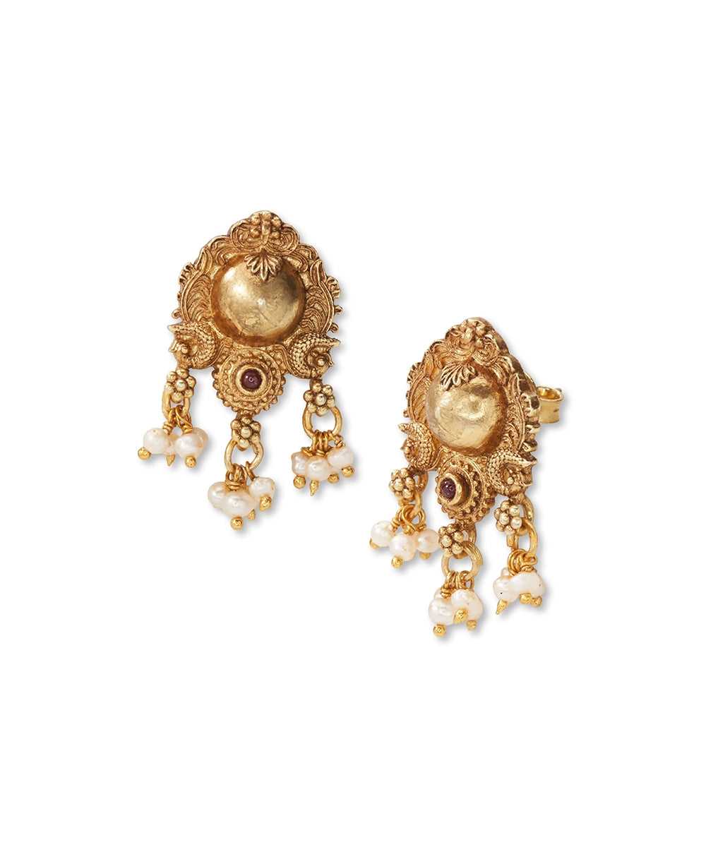 Silver Heritage Intricate Temple Jewelry  Earrings