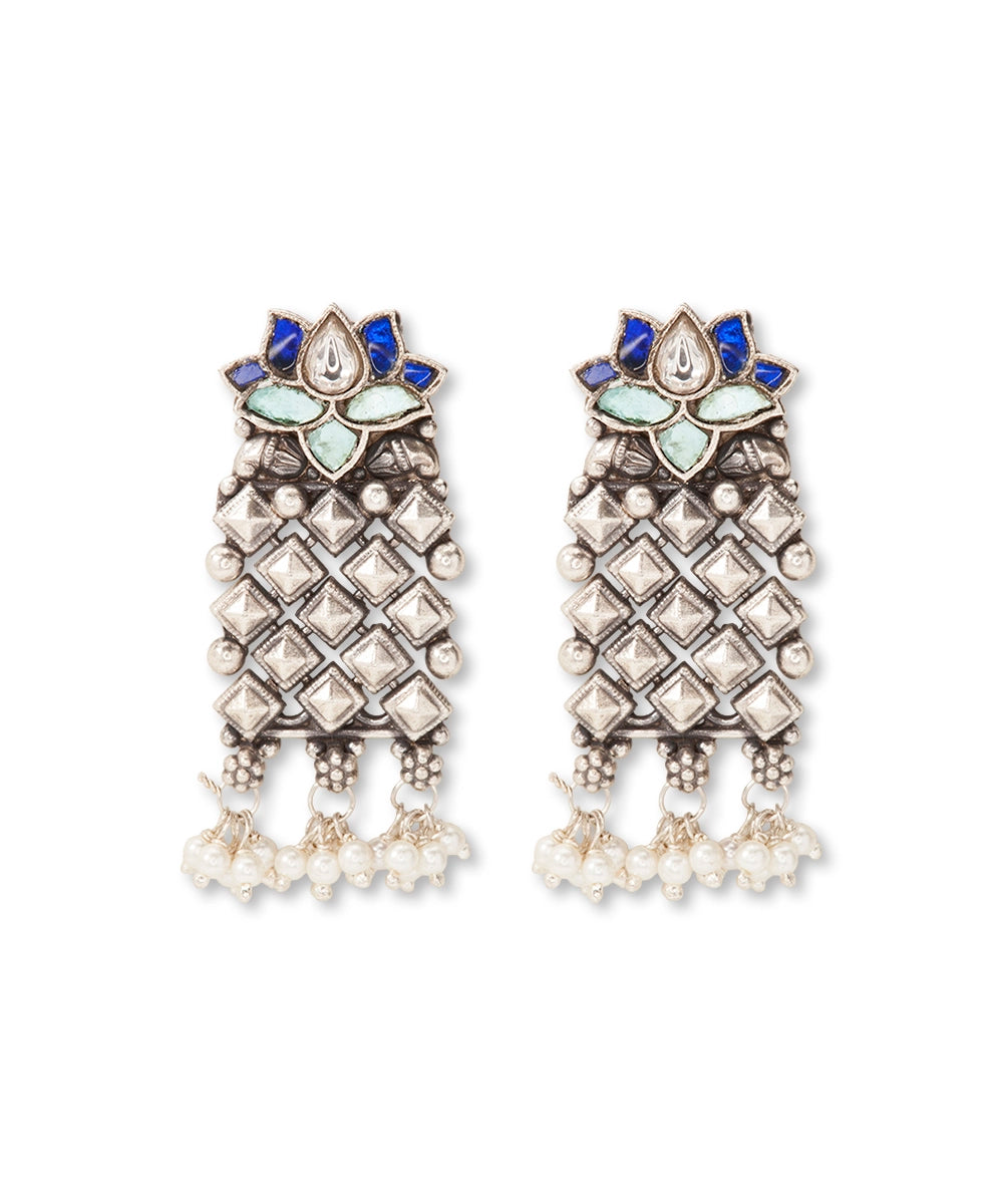 Silver Oxidized Tribal Style  Danglers