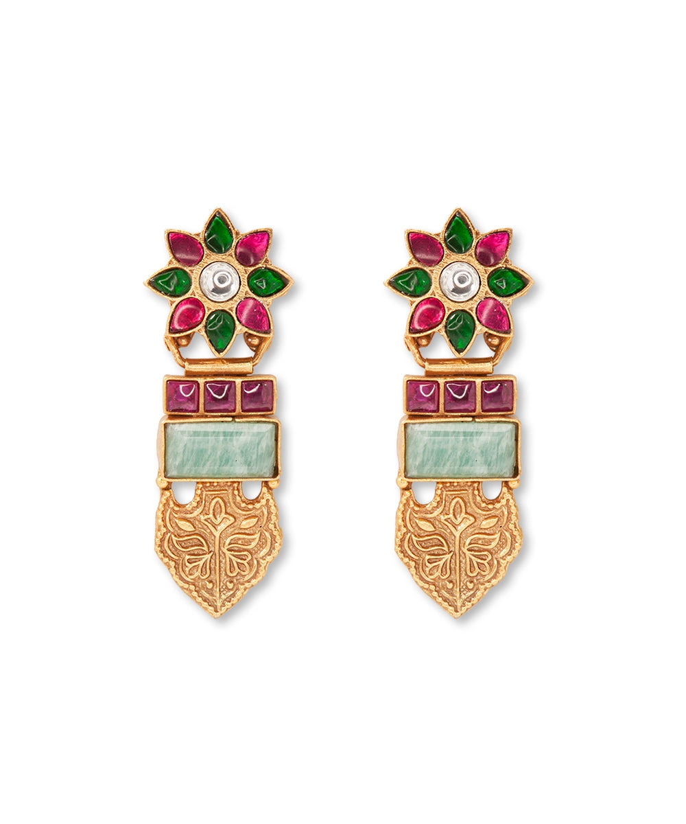 Silver Rajwadi Blooms Traditional Danglers