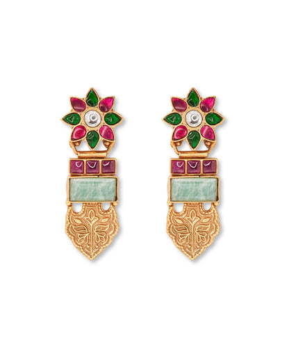 Silver Rajwadi Blooms Traditional Danglers