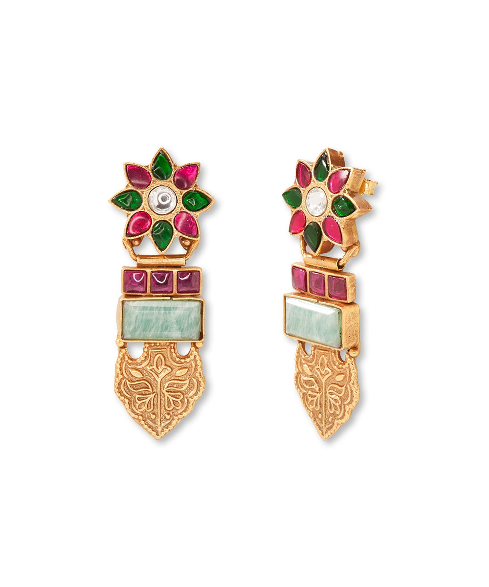 Silver Rajwadi Blooms Traditional Danglers