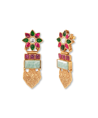 Silver Rajwadi Blooms Traditional Danglers
