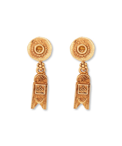 Silver Traditional Gold Finish Minimalist Dangler Earrings