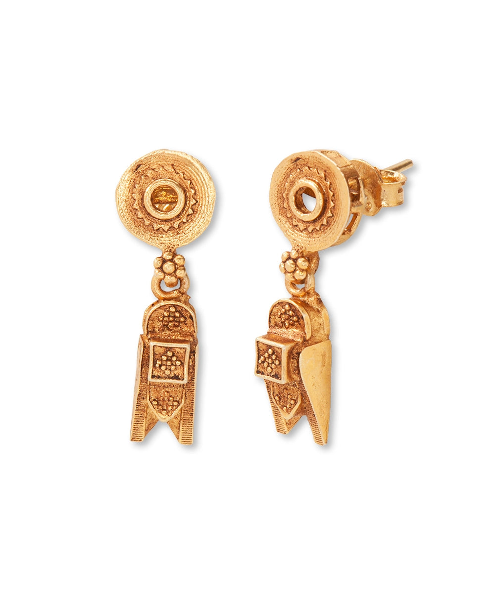 Silver Traditional Gold Finish Minimalist Dangler Earrings