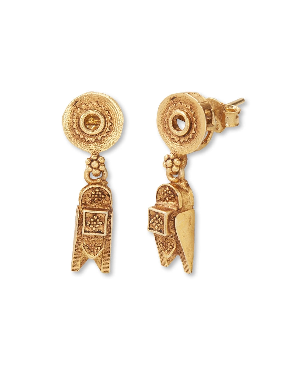 Silver Traditional Gold Finish Minimalist Dangler Earrings