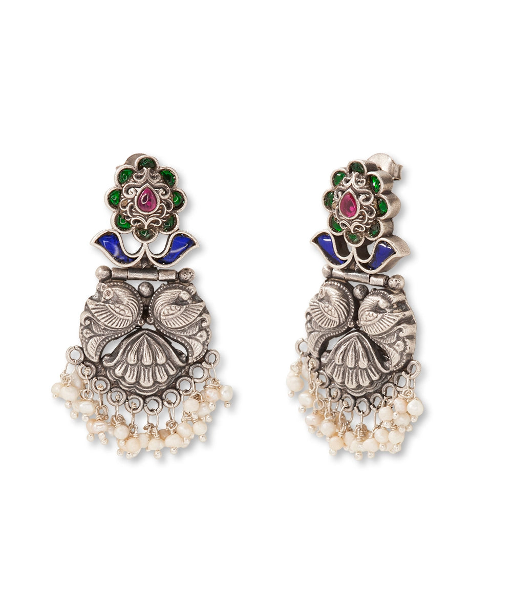 Silver Temple Jewelry  Mayur Motif Earrings