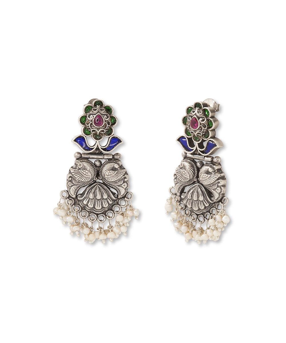 Silver Temple Jewelry  Mayur Motif Earrings