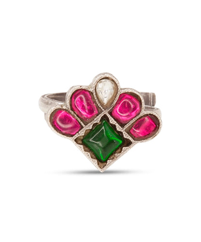 Silver Traditional Fan Design Adjustable Ring