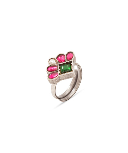 Silver Traditional Fan Design Adjustable Ring