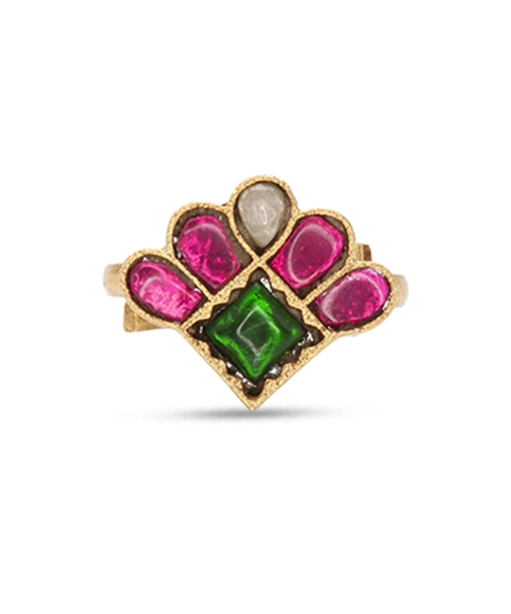 Silver Gold Plated Fan Design Adjustable Ring