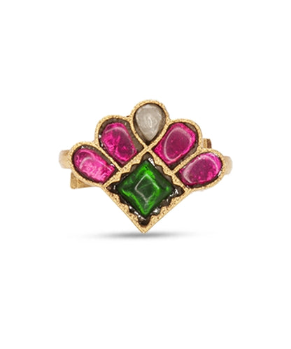 Silver Gold Plated Fan Design Adjustable Ring
