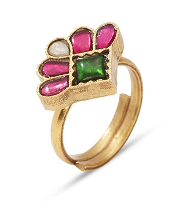 Silver Gold Plated Fan Design Adjustable Ring