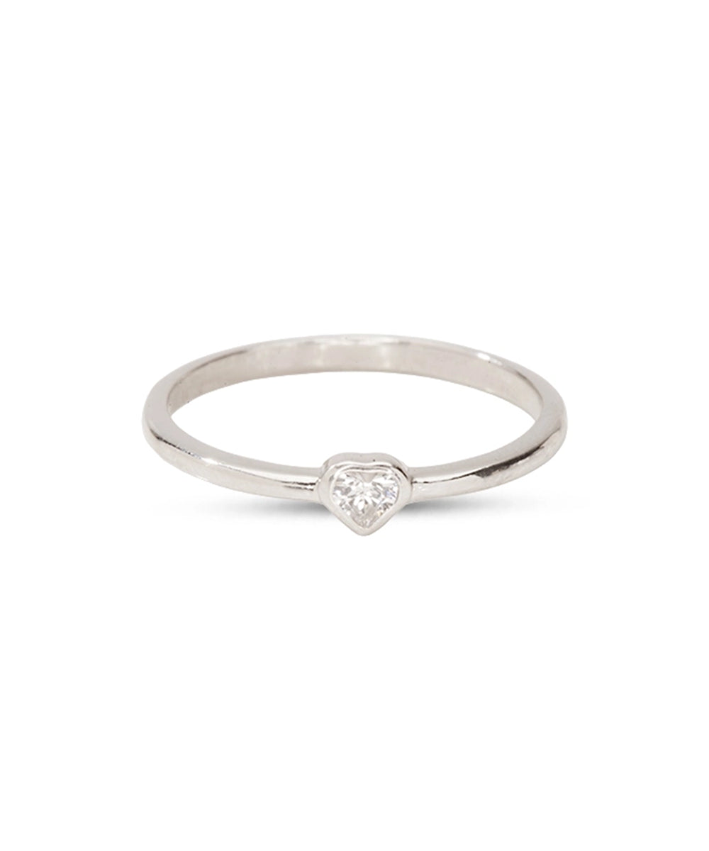 Silver Bezel Heart Minimalist Ring
