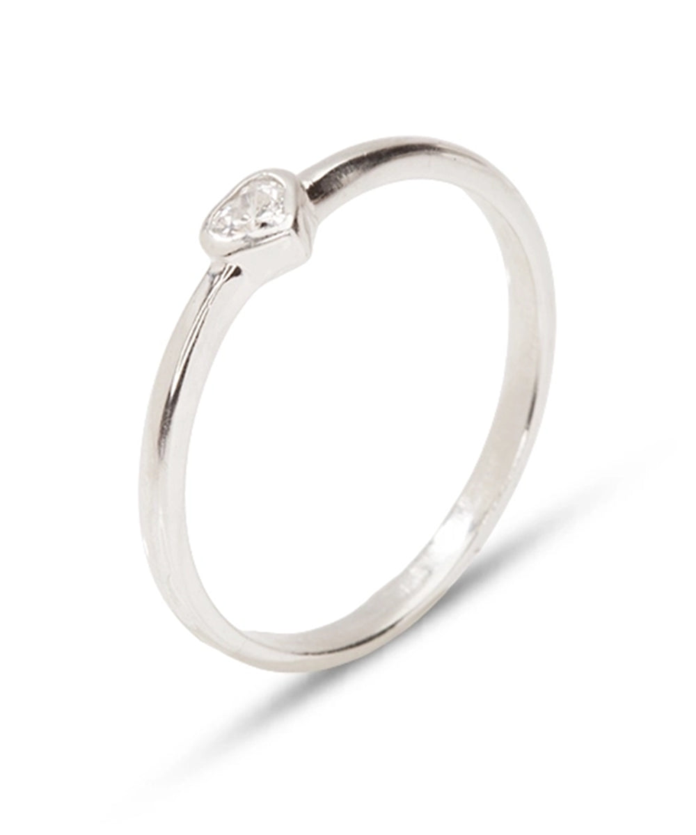 Silver Bezel Heart Minimalist Ring