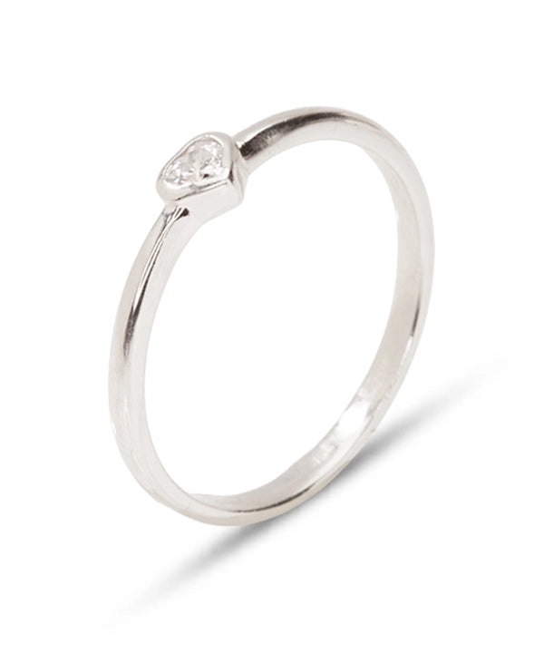 Silver Bezel Heart Minimalist Ring