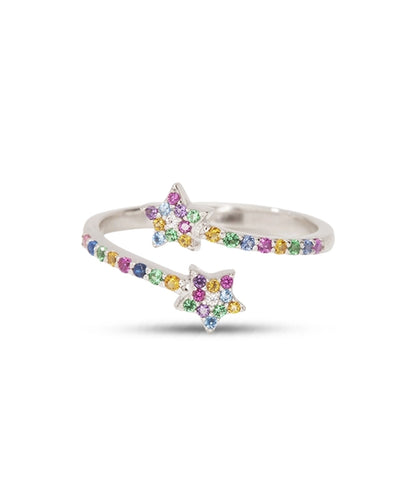 Silver Sparkling Celestial Bypass Ring