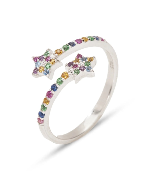 Silver Sparkling Celestial Bypass Ring