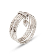 Silver Heartbeat Dangle Multi-Band Ring