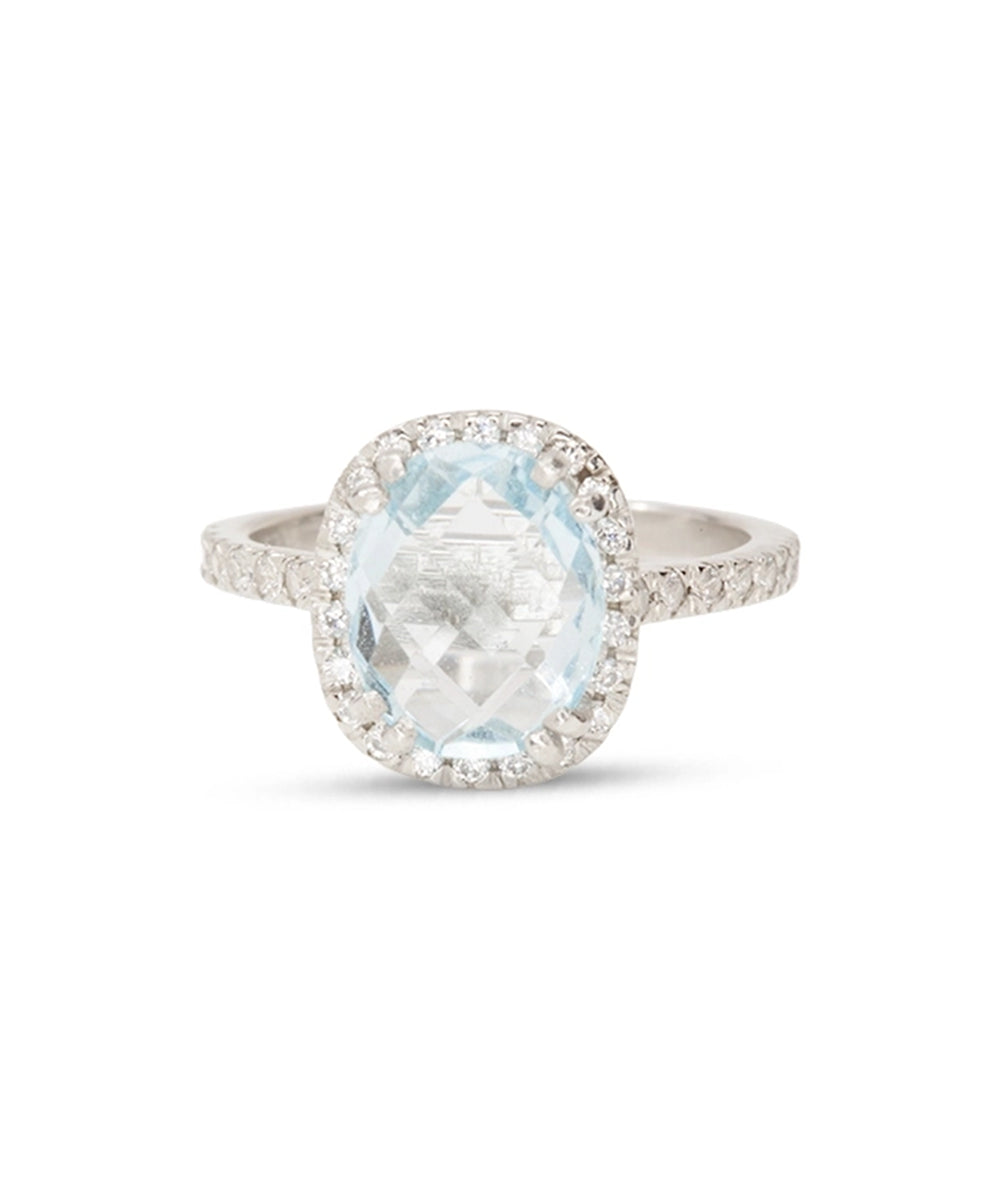 Silver Ocean Mist Blue Cocktail Ring