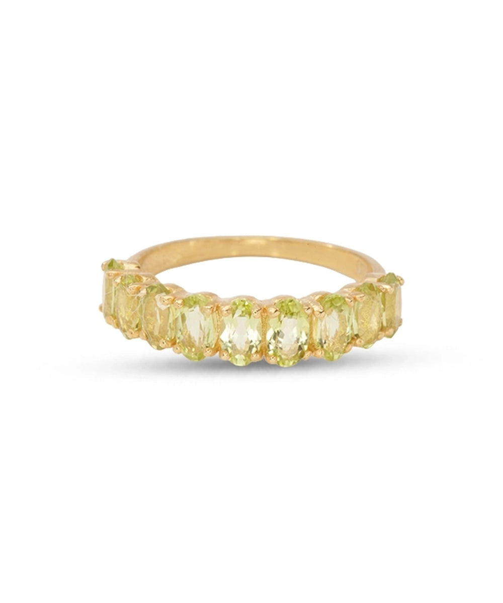 Silver Gold Plated Peridot Half-Eternity Ring