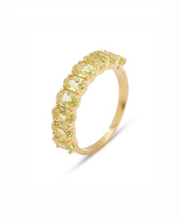 Silver Gold Plated Peridot Half-Eternity Ring