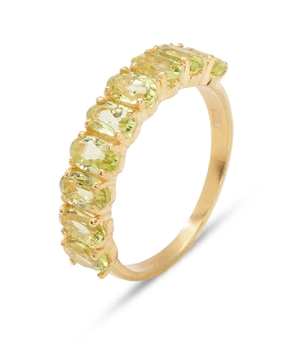 Silver Gold Plated Peridot Half-Eternity Ring