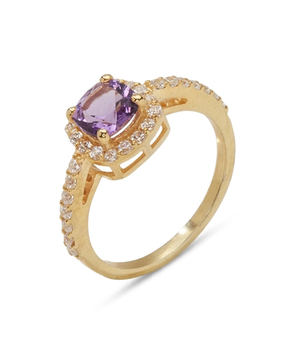 Silver Vintage-Style Amethyst Statement Ring