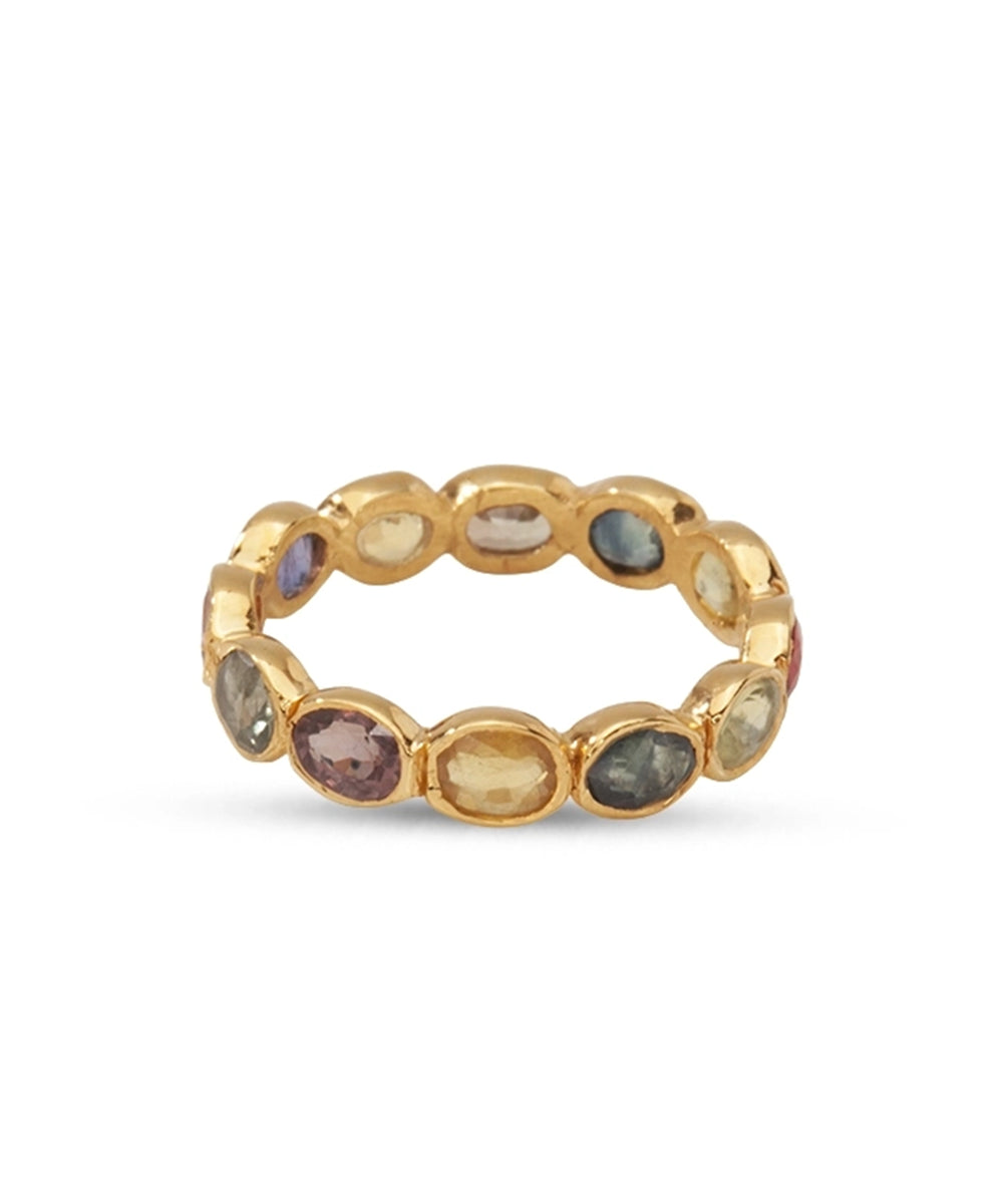 Silver Gold Plated Rainbow Eternity Ring