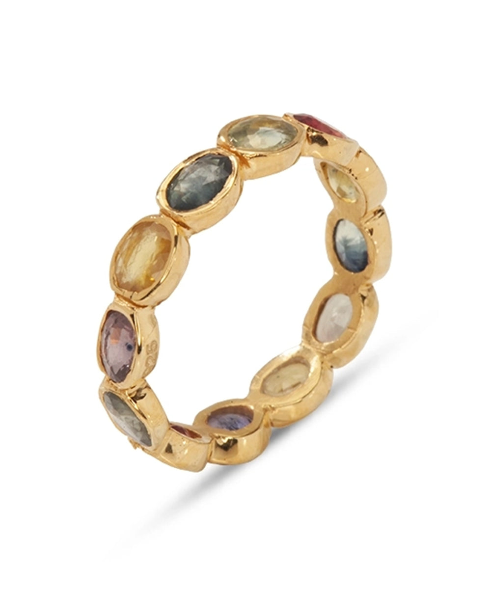 Silver Gold Plated Rainbow Eternity Ring