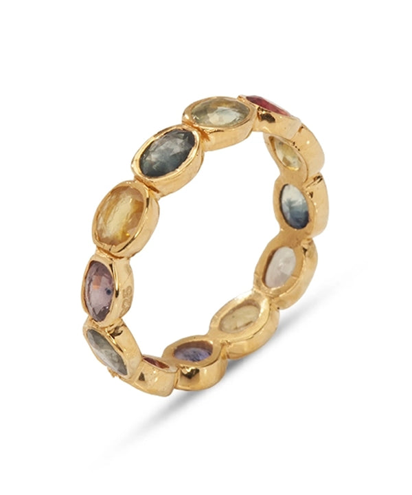 Silver Gold Plated Rainbow Eternity Ring