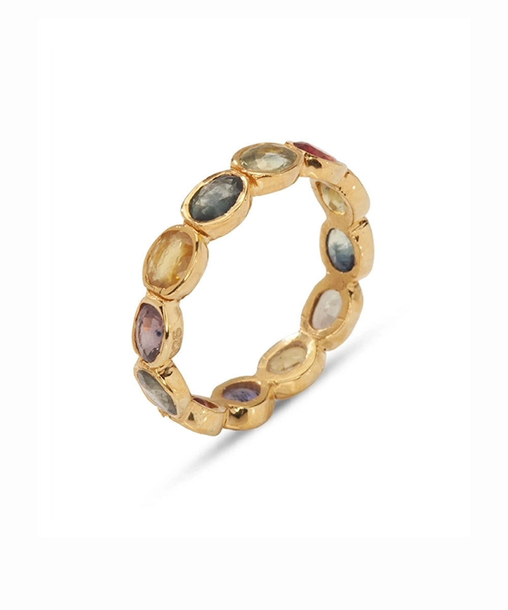 Silver Gold Plated Rainbow Eternity Ring