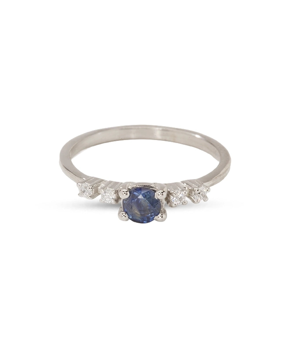 Silver Blue Sapphire Solitaire Ring