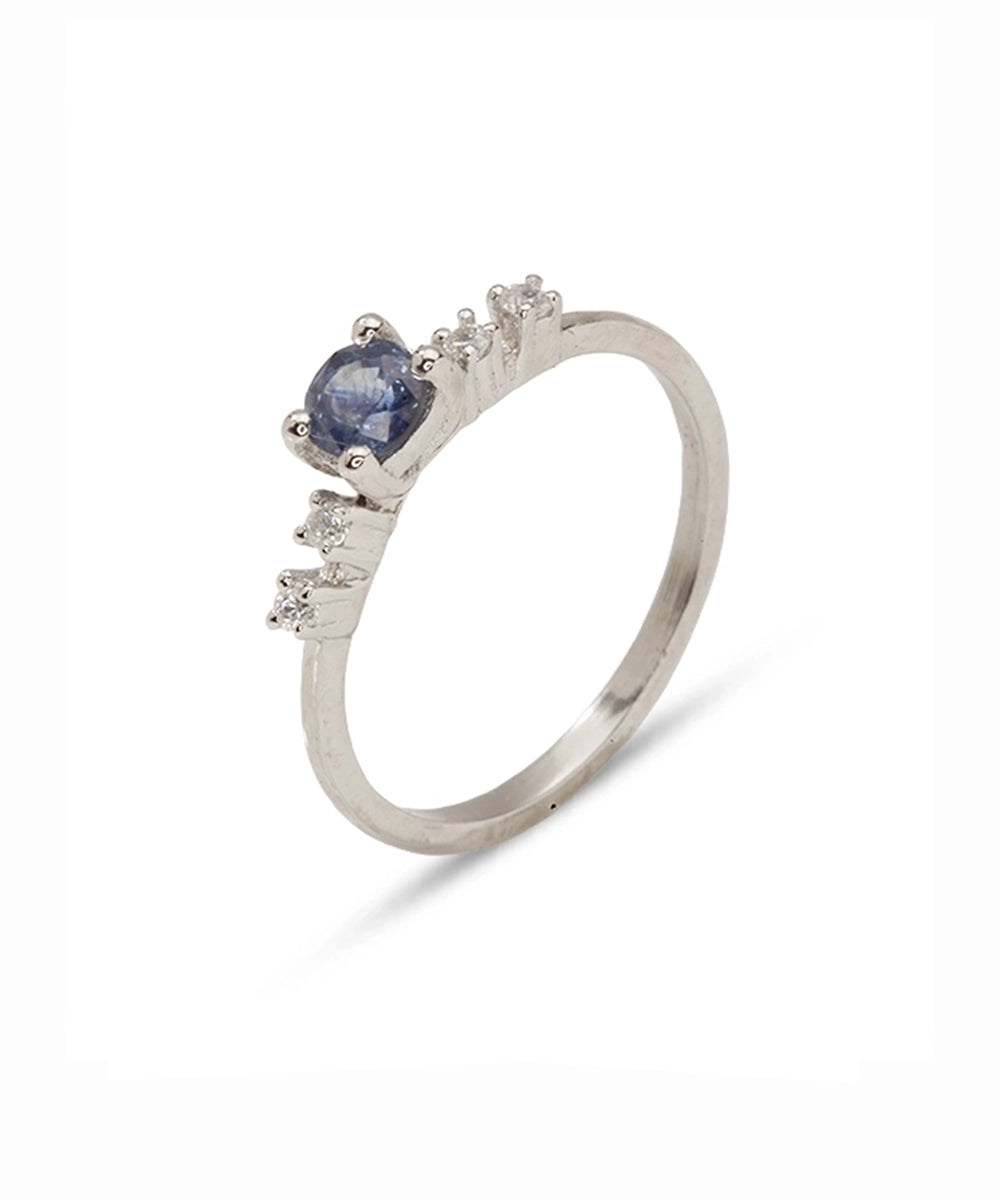 Silver Blue Sapphire Solitaire Ring