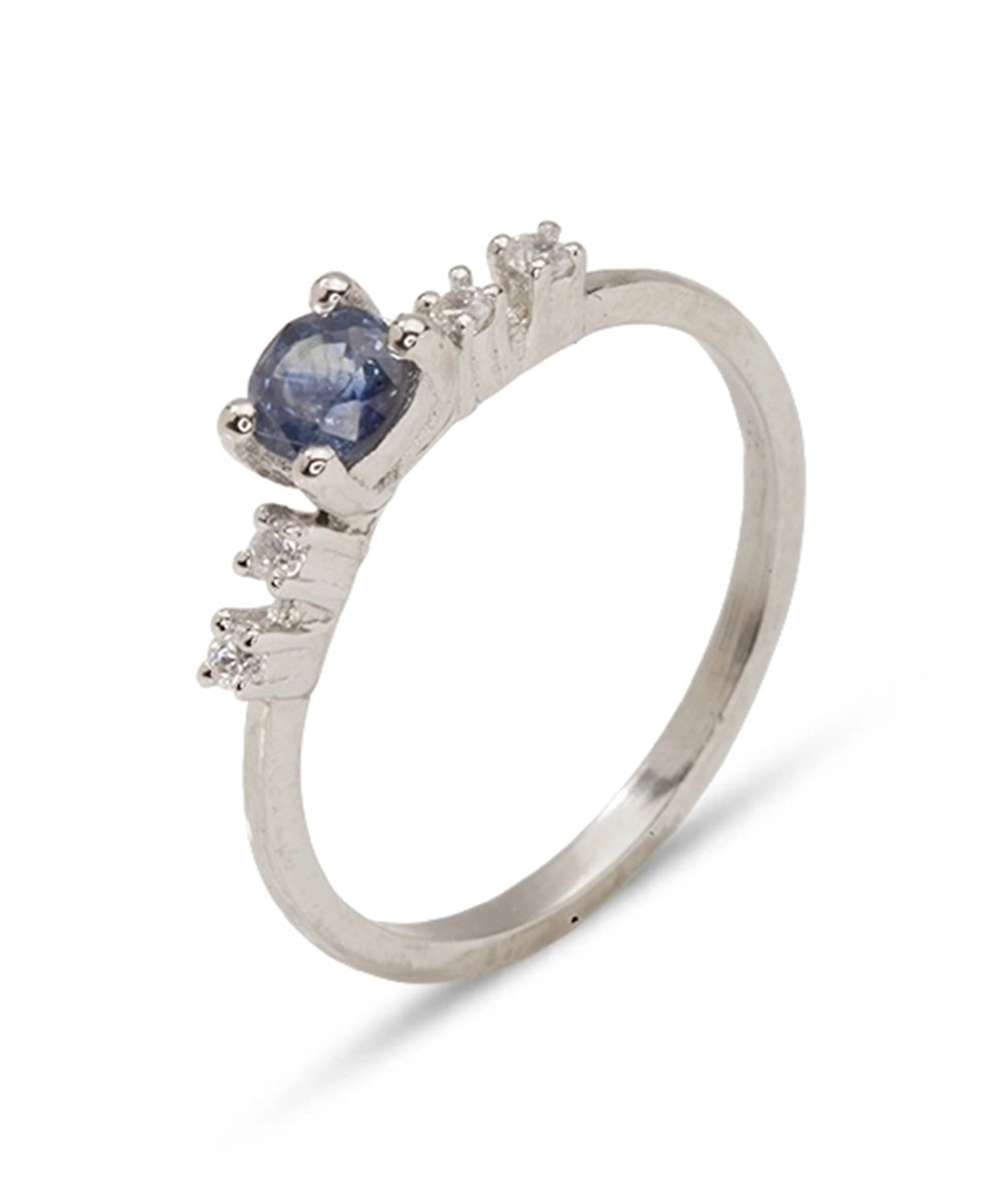 Silver Blue Sapphire Solitaire Ring
